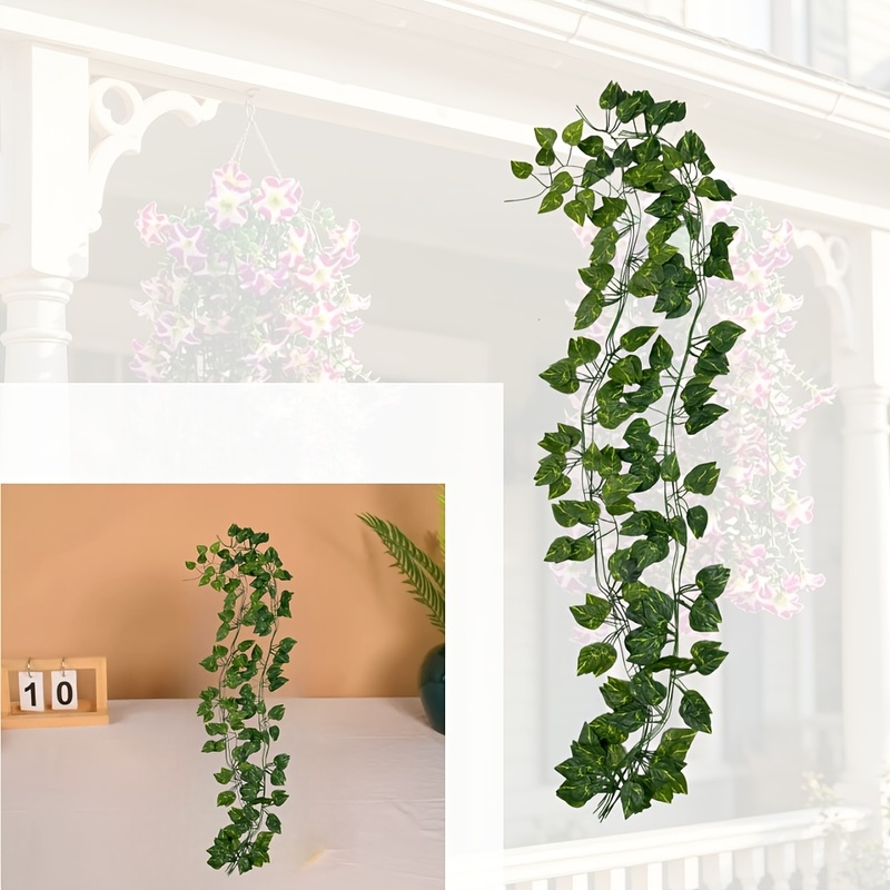 TEMU 8pcs Artificial Ivy Garland, Faux Hanging Greenery Vine, Realistic Ivy Leaves Indoor& Outdoor Decor, , Home Garden Wedding Party Arch Decoration