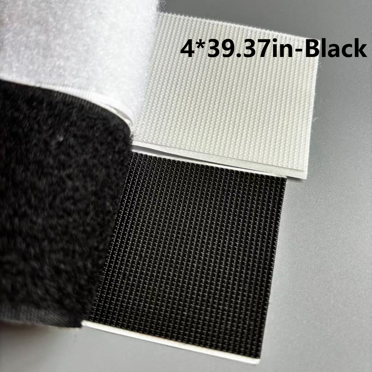 TEMU 2 Rolls Heavy-duty Self-adhesive Hook And Loop Tape Set, 4in Wide X 39.37 Inches Long, With Super Strong Adhesive Backing - Black Nylon Fabric