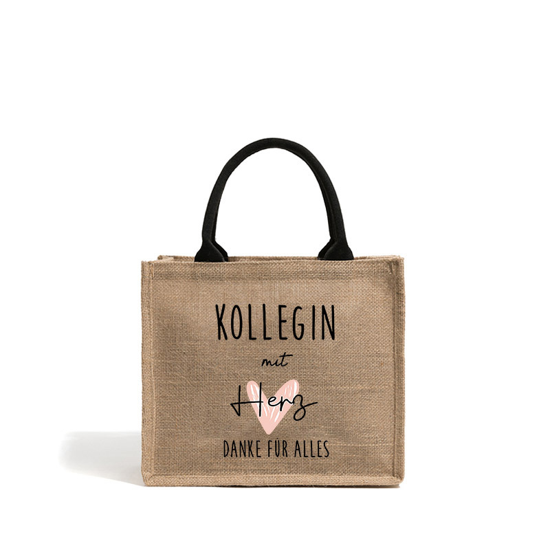 E-shop KOLLEGIN Herz Muster Einkaufstasche Große Strandtasche Monogrammierte Geschenk Tragetasche für Frauen Reisegeschenk für Mann Frau Danke Kollege