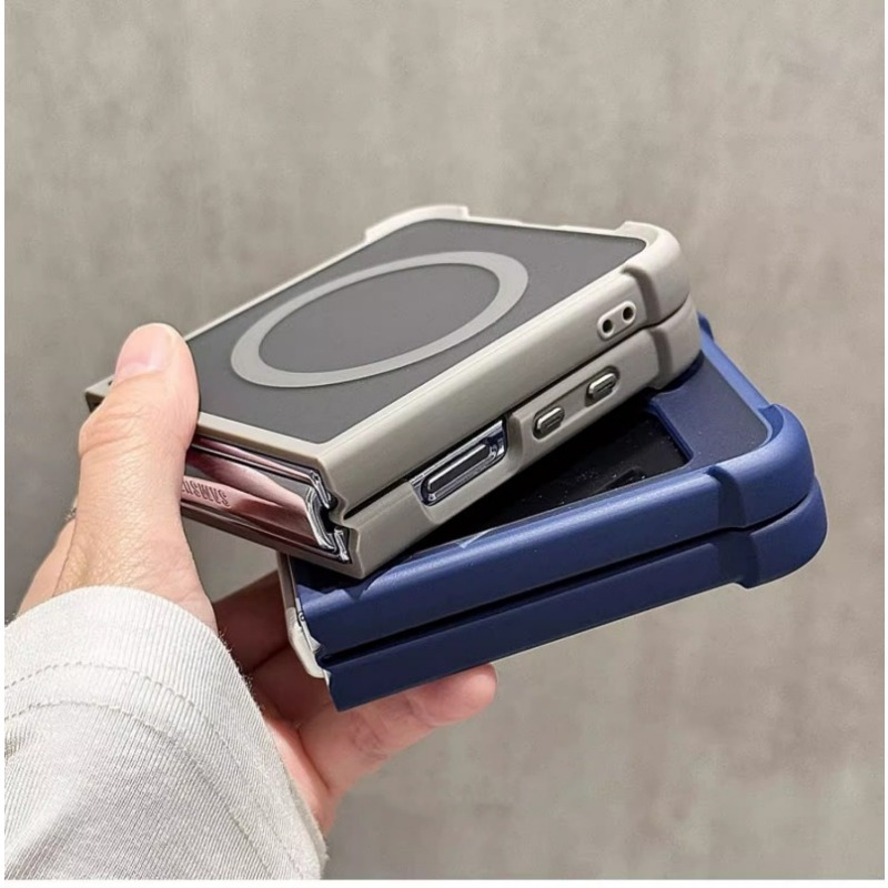 phone case luxury matte translucent   shockproof magnetic case for samsung galaxy z flip 5 z flip 6 z flip 4 wireless charging case   shockproof soft bumper cover
