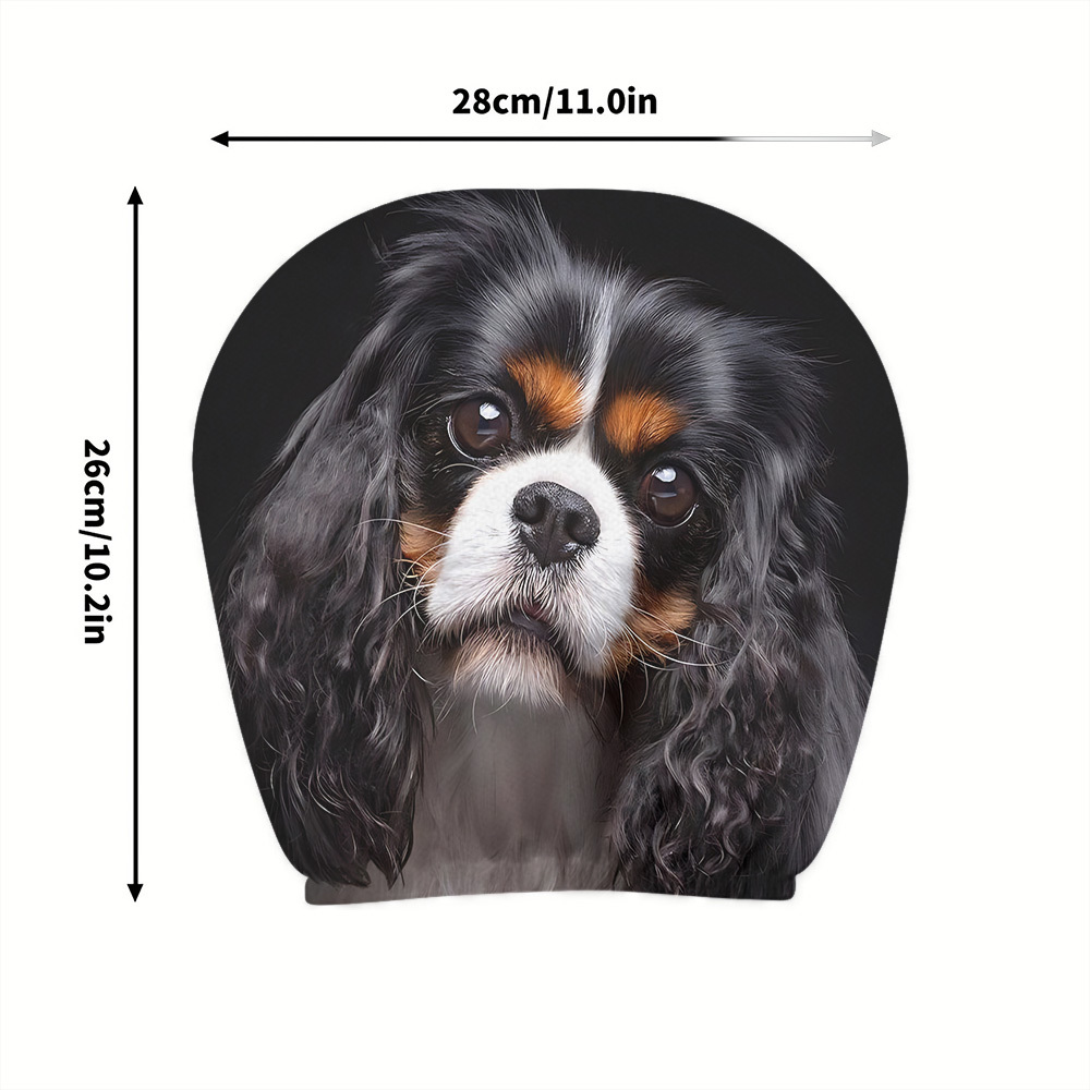 TEMU 2pcs Elegant King Charles Spaniel Print Headrest Covers, Fit, Washable, , Perfect For Road Trips, Commutes, And More, Fun Decor To Showcase Your
