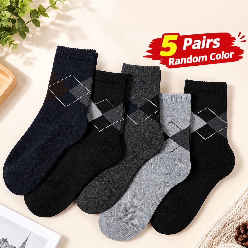 TEMU Lot de 5 paires de chaussettes toutes , chaussettes unisexes à losanges , chaussettes longues confortables et respirantes, chaussettes pour
