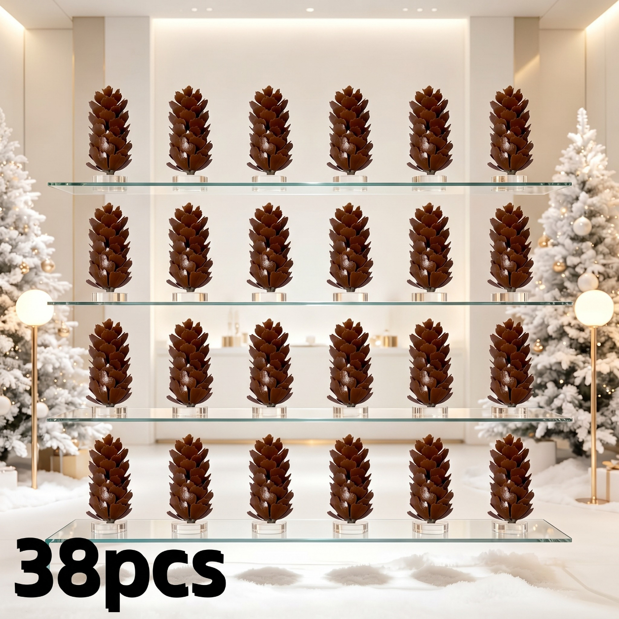 TEMU 38 pièces de pommes de pin de pin marron artificielles, ornement de table pour sapin de Noël, matériel de bricolage , décoration de fêtes,