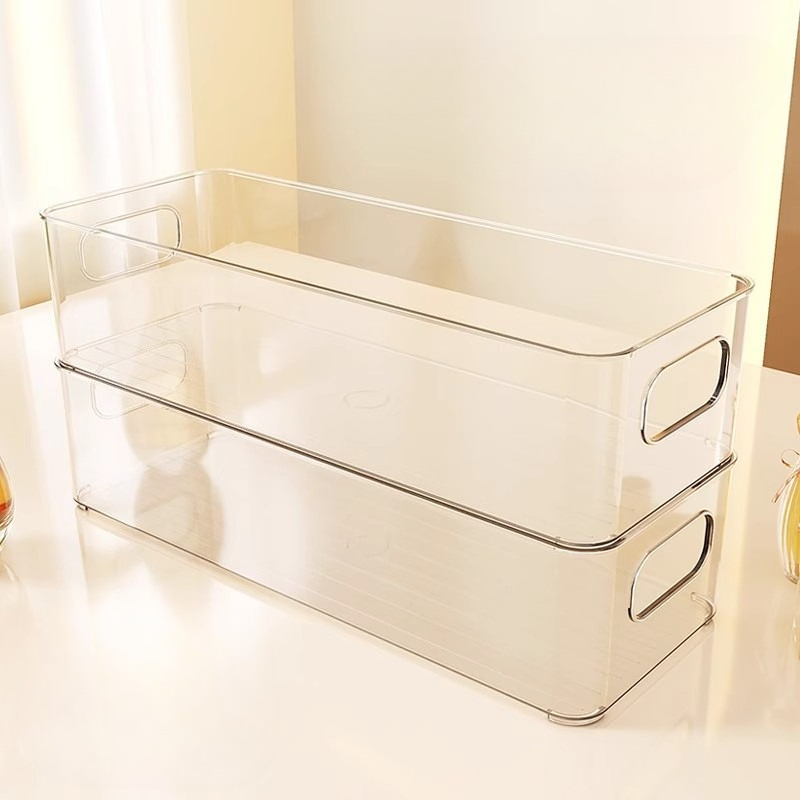 2pcs Desktop Storage Box, Long Narrow Rectangular Acrylic Transparent Organizer For Socks And Small Items, Drawer Divider Box