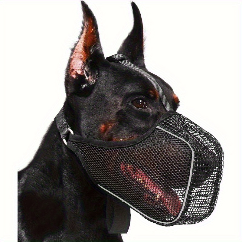 Reflective Full-Cover Mesh Dog Muzzle with Adjustable Strap - Soft Breathable Design Prevents Biting & Eating, Panting Room - Durable Polyester for Grooming, Vet Visits, Walking - Fits Small, Medium & Large Dogs, Muzzle for Small Dogs, Grooming Accessory, Secure Fit Design