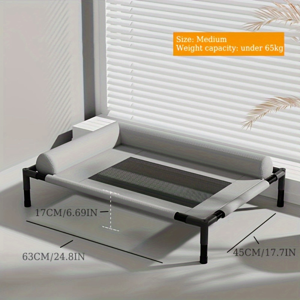 elevated pet bed for cats small dogs breathable moisture proof washable polyester with neck support pillow high strength carbon fiber frame   universal detachable for   comfortable sleeping lounger for indoor pets indoor pet furniture   furniture durable pet furniture Product details 4