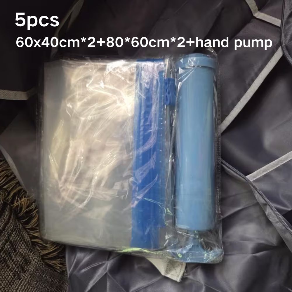 TEMU 5pcs Set Of Extra-large And Medium Vacuum Storage Bags (80x60 Cm And 40x60 Cm With 1 Manual Pump) - Space, Seals And Compresses, Dustproof And