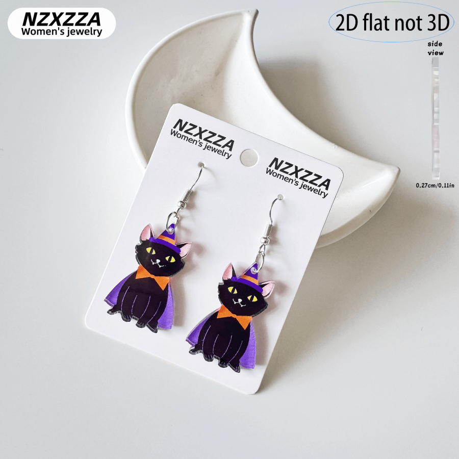 6 Pairs Cute Cartoon Witch Dangle Hook Earrings
