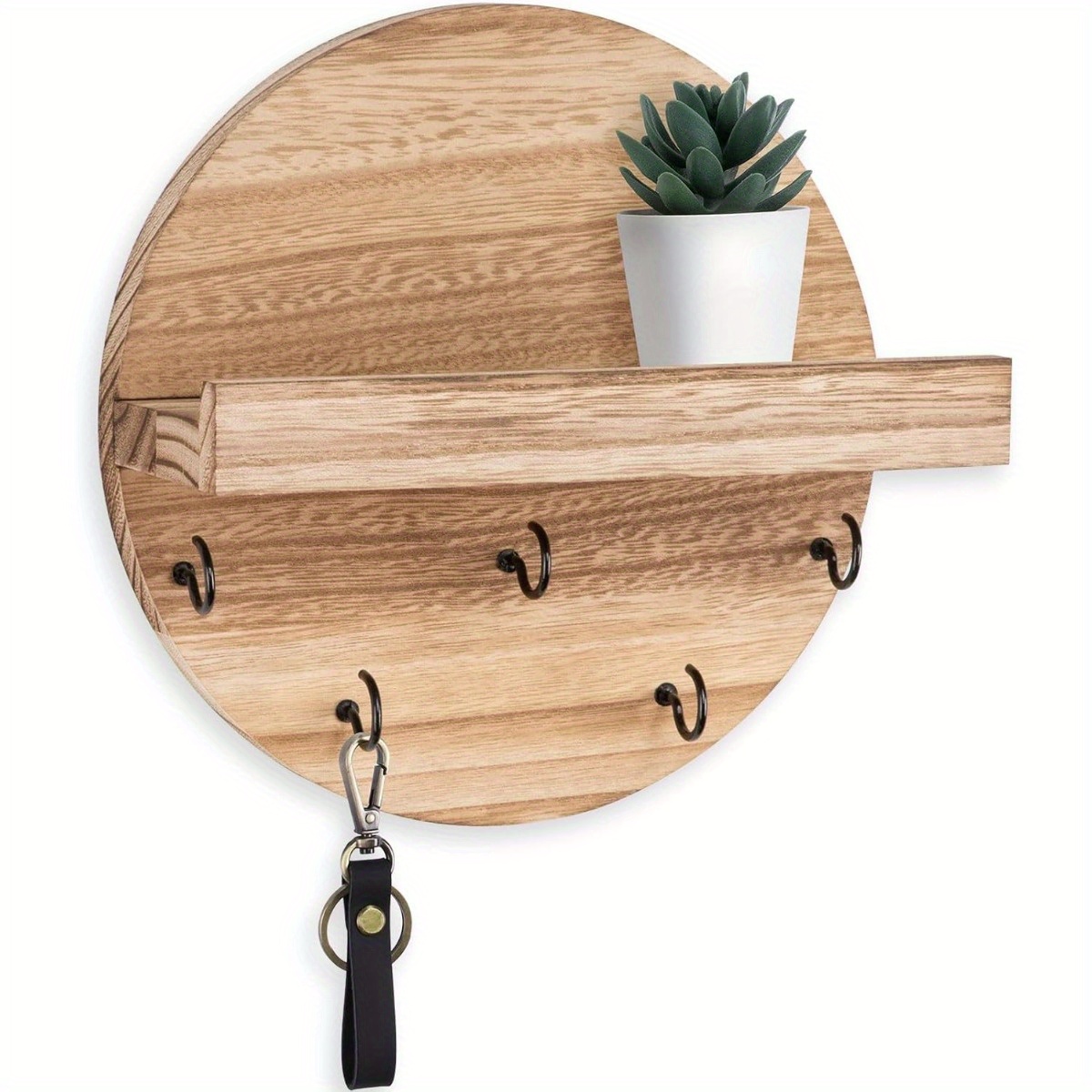 1pc Wooden Wall Key Holder, Wall-Mounted Organizer with Hooks, Entryway  Key Rack, Multifunctional Mail Decorative Storage for Home and Room Décor, R - Main Image