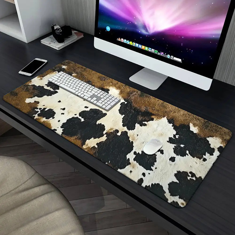 TEMU 1pc Black, White, And Gray Irregular Pattern Rubber Mouse Pad, Non-slip Desk Mat, Suitable For Office, Gaming, And Laptop Use, Desk Mat | Modern