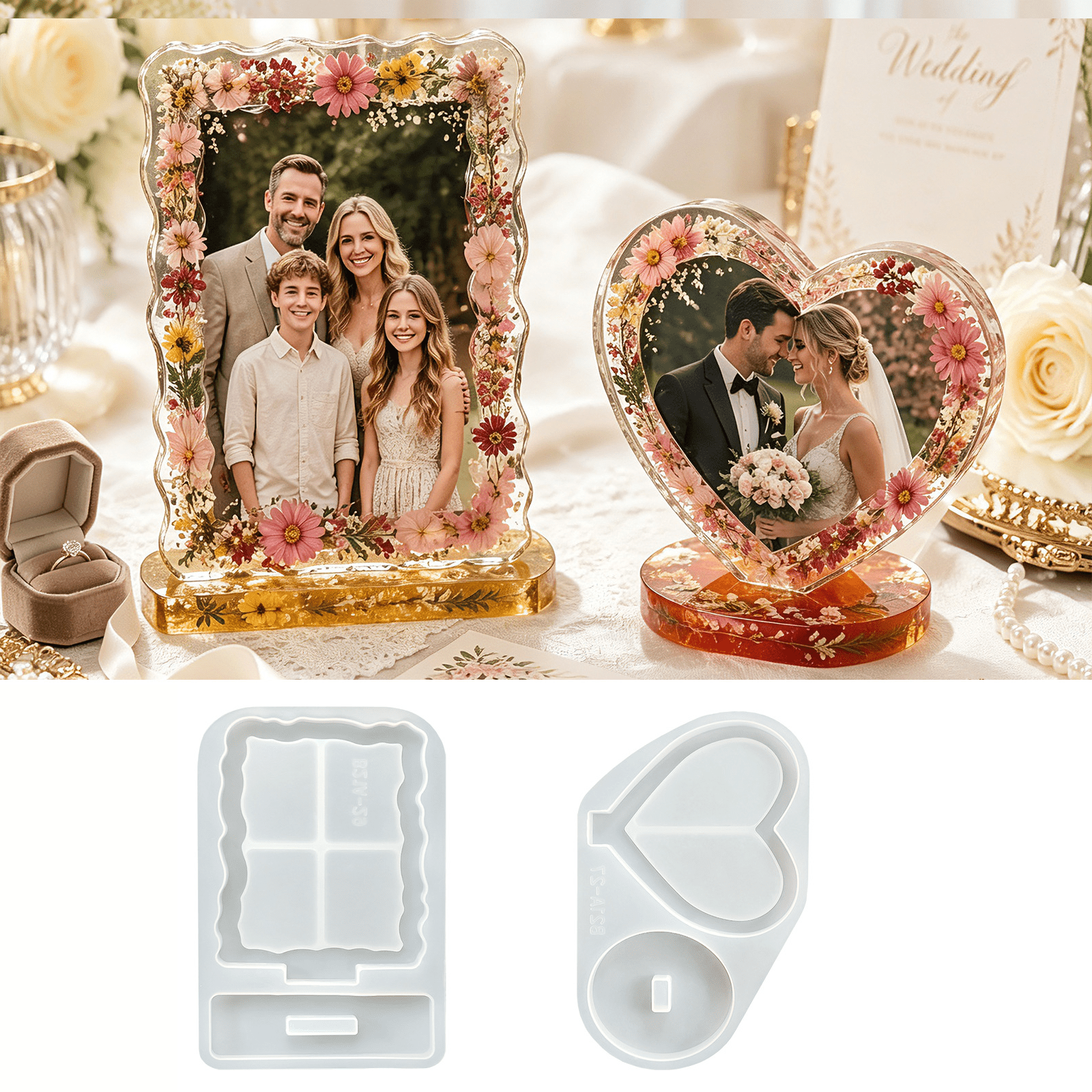 TEMU 2pcs Photo Frame Silicone Mold, Oval Wave Epoxy Resin Casting Mould, Handmade Craft Mold For Photo Card, Desktop Ornaments, Peripheral Decor,
