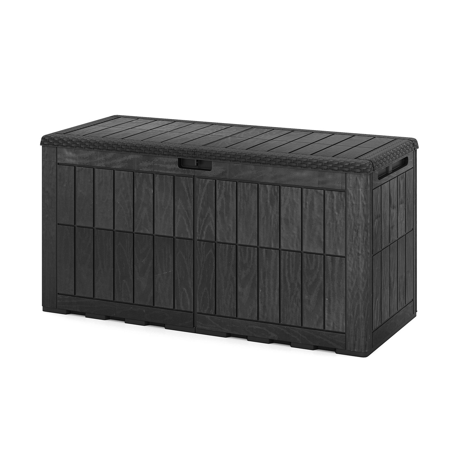 380l Storage Box, Lockable Storage Box With Lid, Gas Pressure Springs And Handles, 2-in-1 Terrace Bench And Pillow Box For Garden Tools And Pool Additions, Black