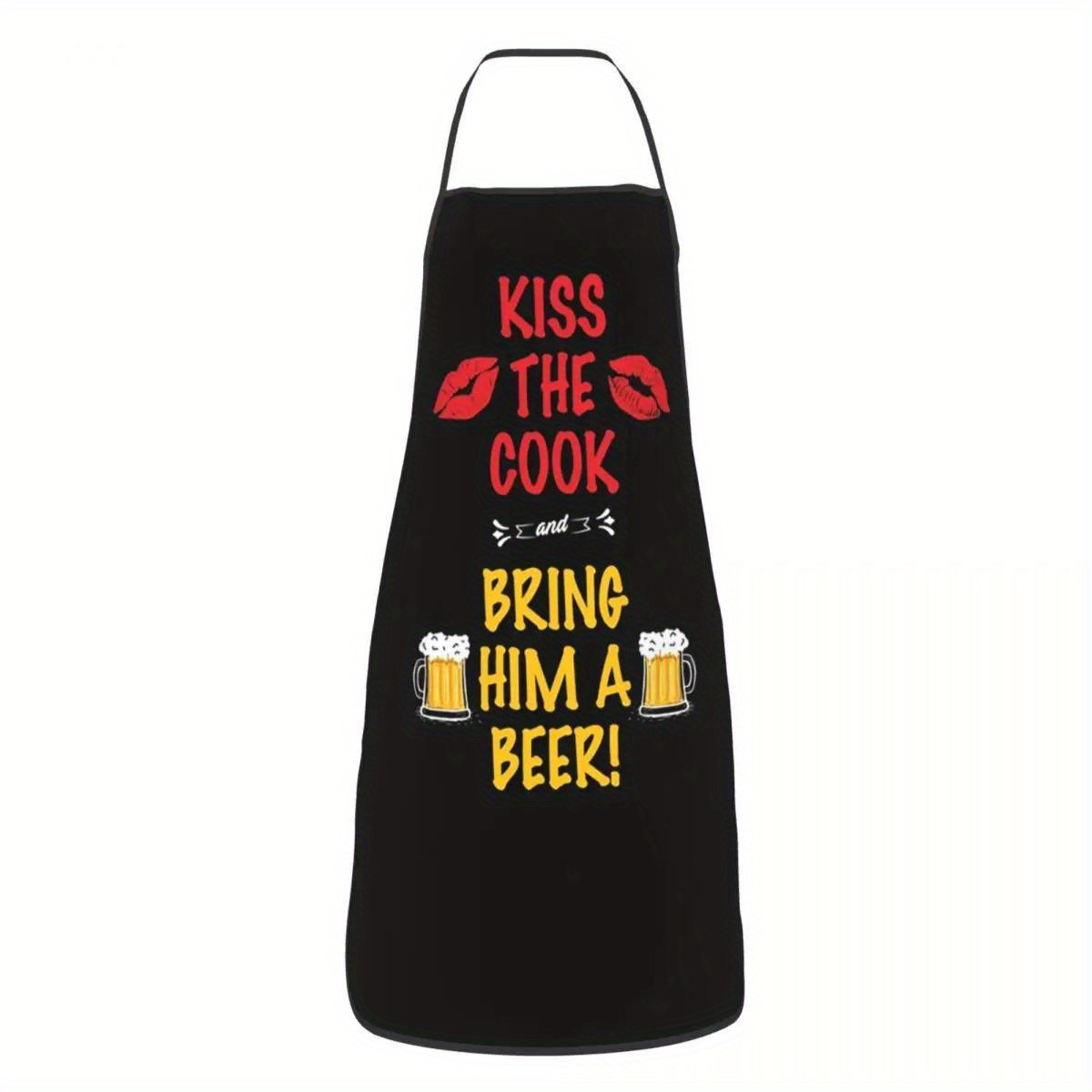 TEMU 1pc Funny Kiss And Bring Him A Beer Bib Aprons Women Men Unisex Kitchen Chef Tablier Cuisine For Cooking Baking Gardening