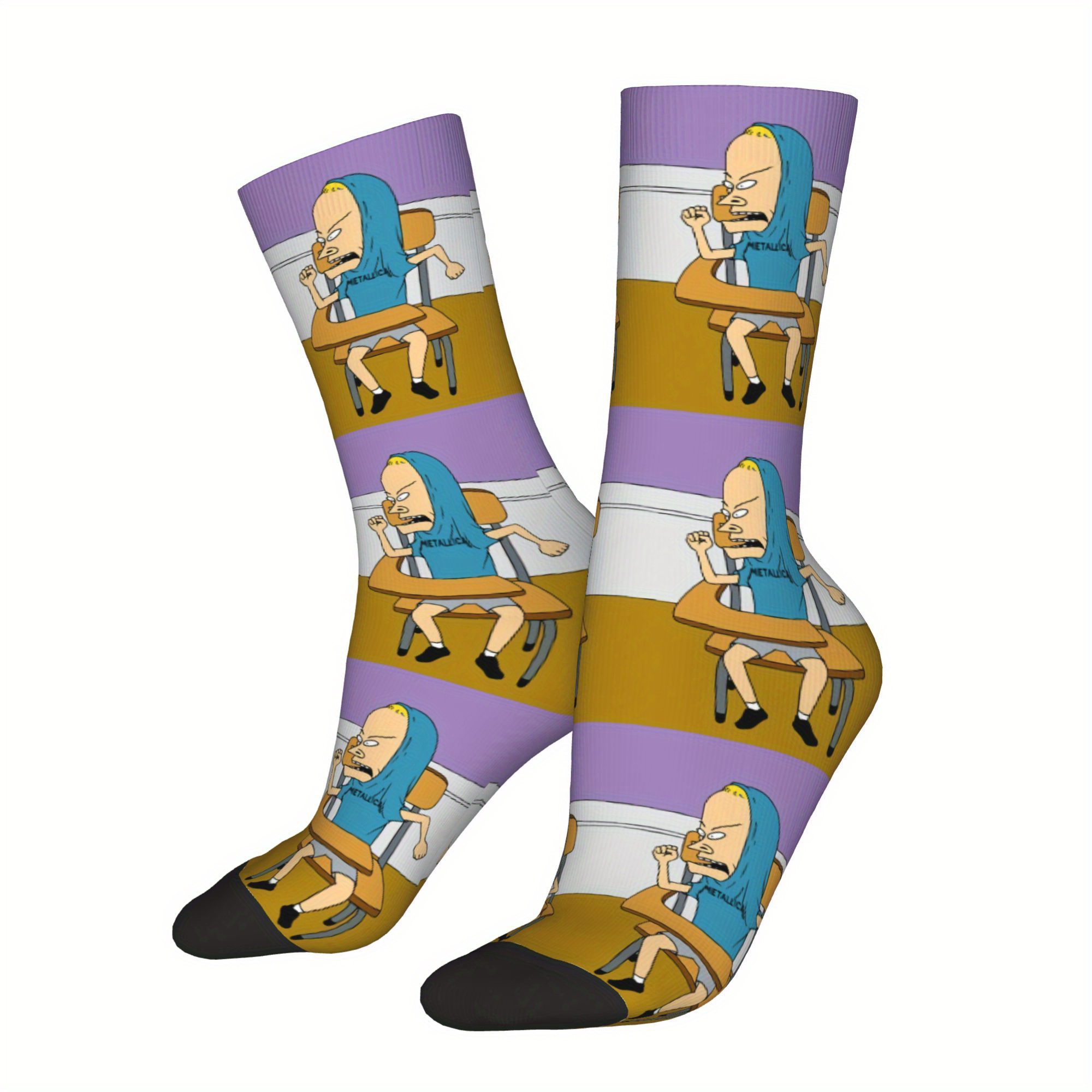 

1 Pair Of Men's Humorous Crew Socks - Seamless 3d , Polyester & Elastane , All - Unique Gift Idea, Funny Socks