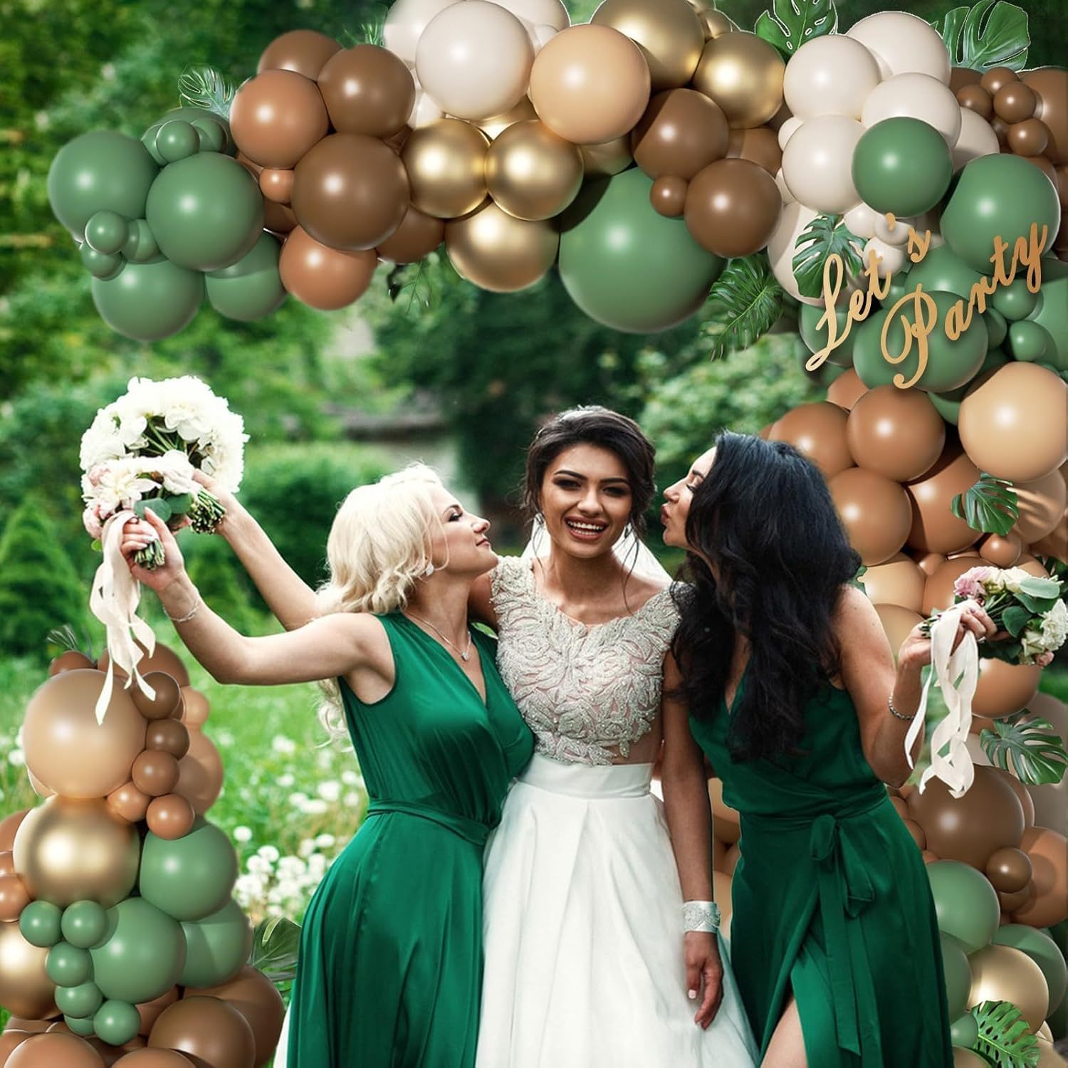 48pcs Kit Ballons Vert Sauge Doré Blanc 10 - Mauritius