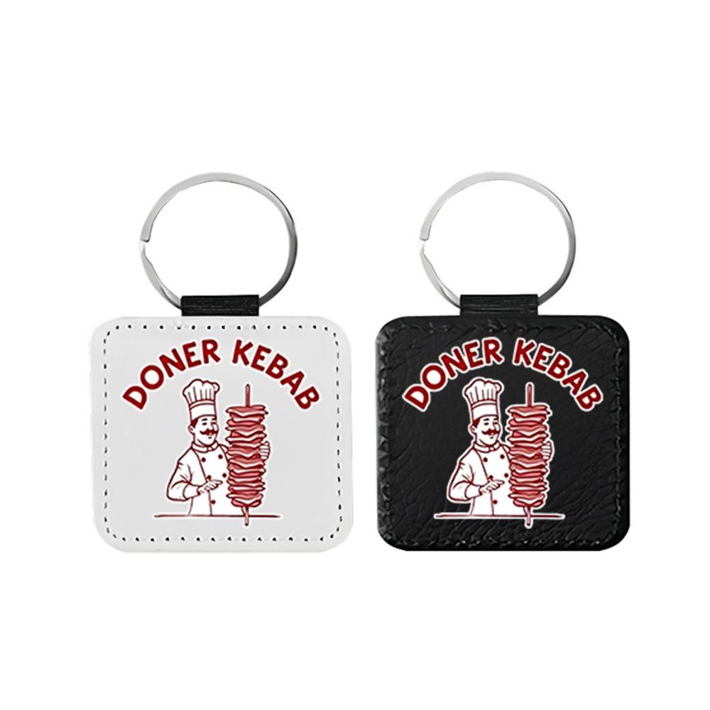 E-shop 1 Stück Döner Schlüsselanhänger - Küchenmotiv Kunstleder & Metallbeschichtete Anhänger, Handwaschbar Shawarma Gyro Fleisch Illustration