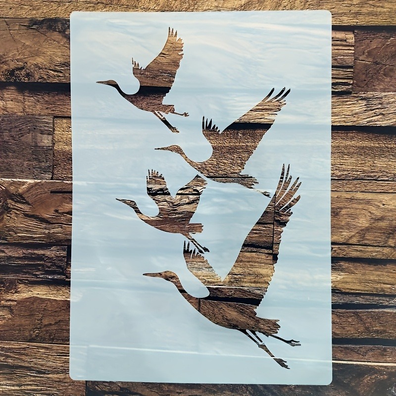 TEMU 1pc Hollow-out Stencil With Flying Pattern, Bird And Swan Painting Template For Diy Painting On Textiles, Crafts, Clothes, Bags, Furniture, And