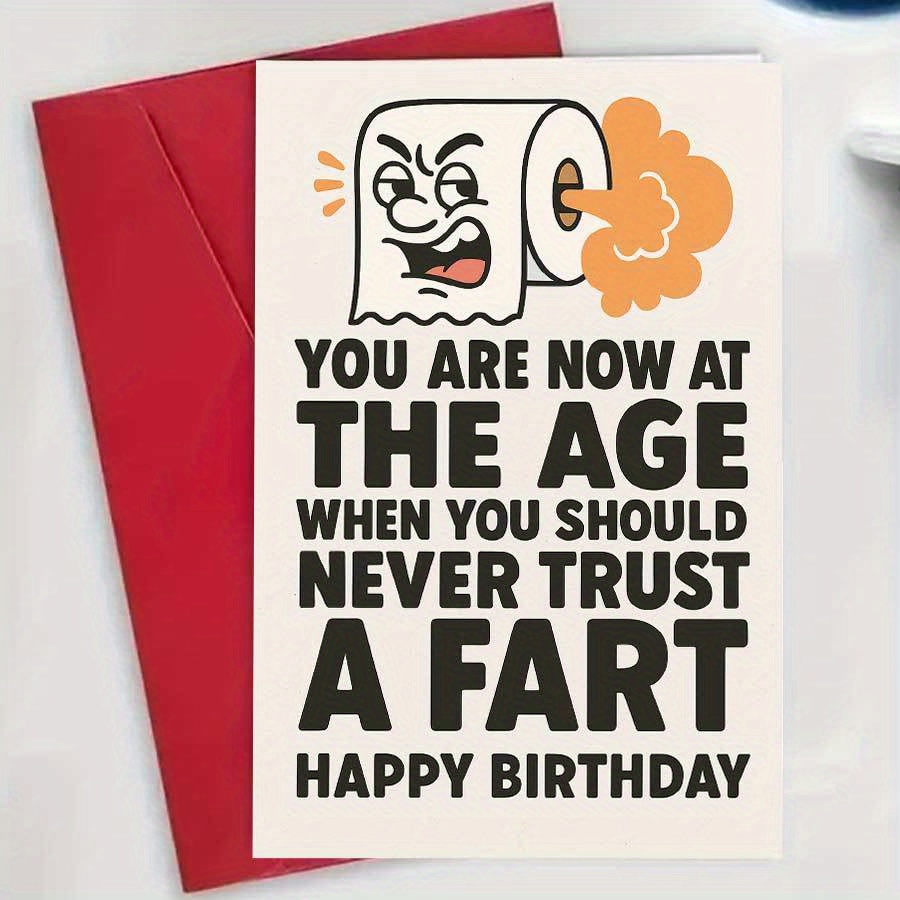 TEMU A Single Humorous Birthday Card Designed For Adults, Featuring A Funny Fart Joke Ideal For , Family, Or Colleagues Who Appreciate And Cheeky