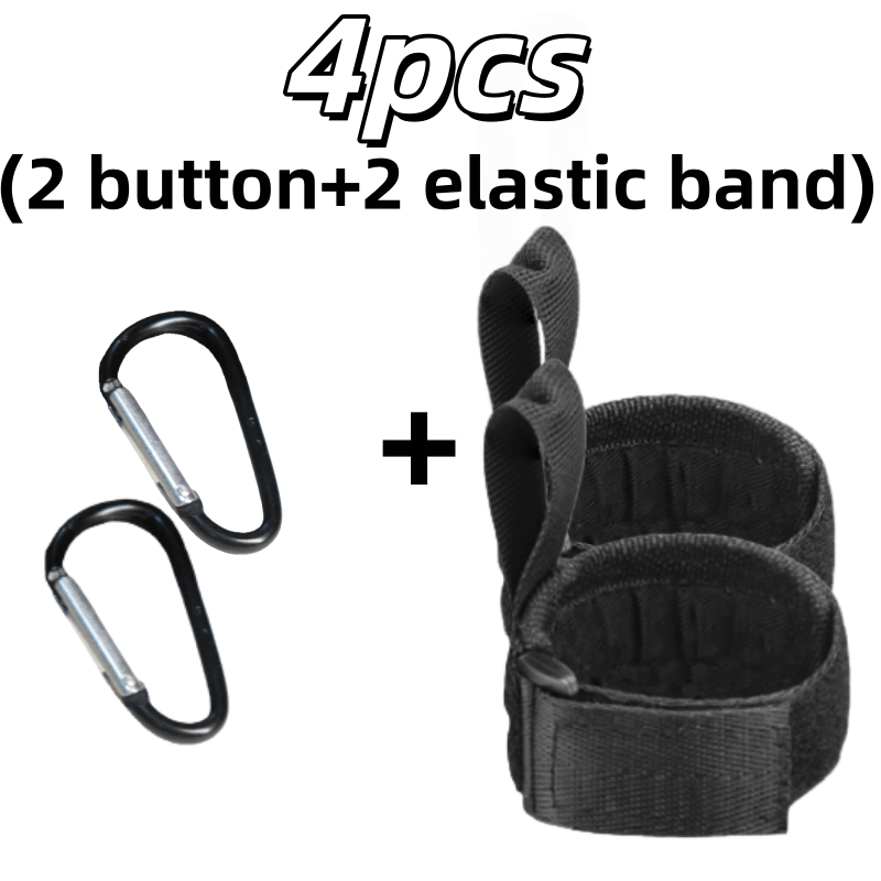 Image of Set Of 4 (2 Clips + 2 Elastic Straps) Adjustable Holder For | Accommodates All Sizes Of , Portable Stand With Metal Hooks, Ideal For Indoor And Outdoor Settings, Includes Bat End Cap, Bat Storage Rack