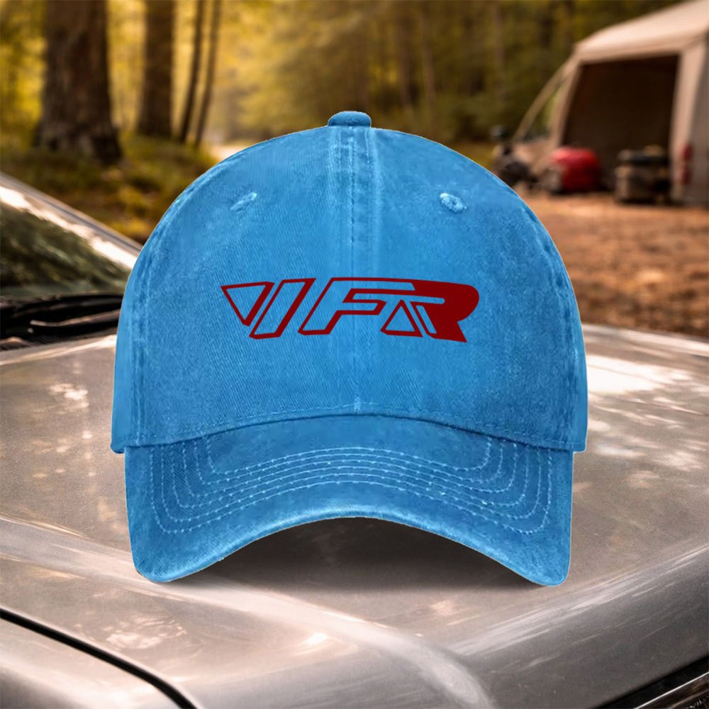 TEMU 1pc Vfr Logo Vintage Washed Baseball Cap - Adjustable Hook & Loop Closure, Lightweight Suitable For Outdoor Sports, Golf, Travel, Parties,