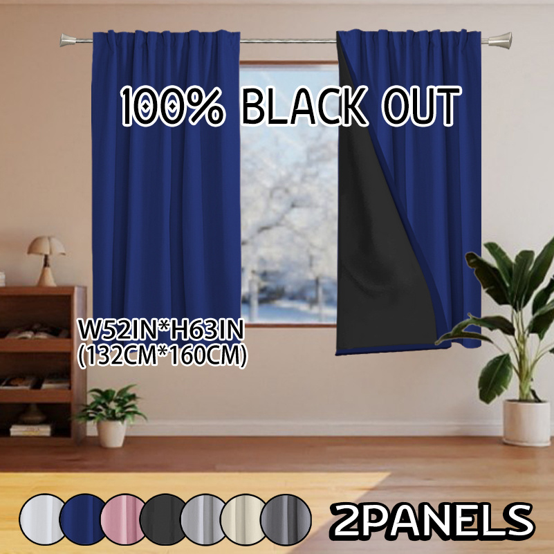 TEMU 2-pack, 100% Blackout Noise-reducing Thermal Insulation Curtains, Made Of Polyester With A Composite Laminated Film Design, Rod Pocket Hanging,