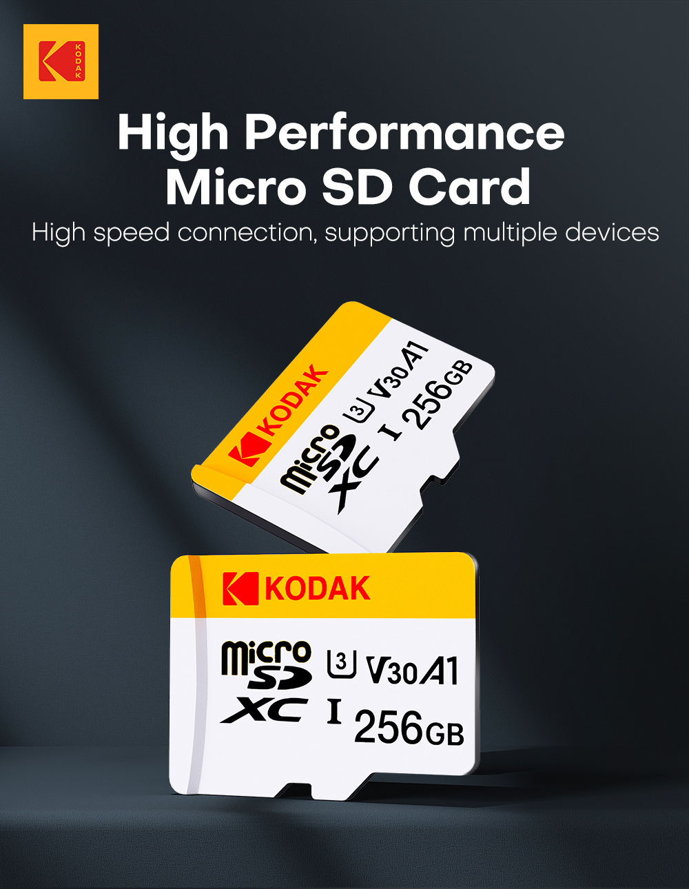 KODAK Mini Memory SD Card 256GB 128GB 64GB 32GB U3 V30 4K Full HD Micro TF Memory Flash Card for Phone/Computer/Camera