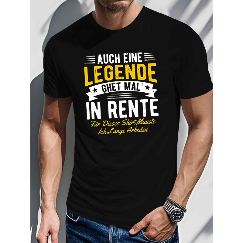 

Men's "retired German Legend" Graphic T-shirt - Casual Black Polyester Tee With , Round Neck, Short Sleeve, Machine Washable - Summer