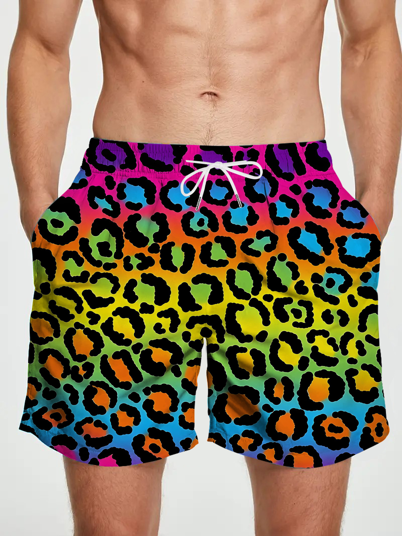 Celucke Badehose Herren Im Leopard-Print – Schnelltrocknend, Chlorresistent Mit Kordelzug