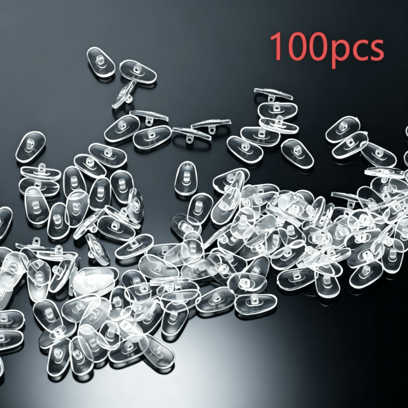 TEMU 50/100pcs Soft Transparent Eyeglass Nose Pads, Anti-slip Silicone Eyewear Nose Pads Replacement Parts, Lightweight Frame Nose Pad Cushions,