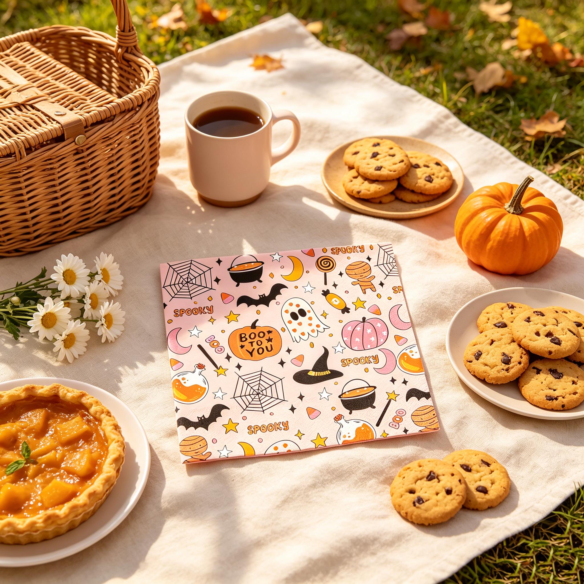 TEMU 23-pack Girly Pink Halloween Disposable Napkins, Featuring Adorable Halloween-themed Prints, Soft And Delicate To The Touch, With A Of Sweet And