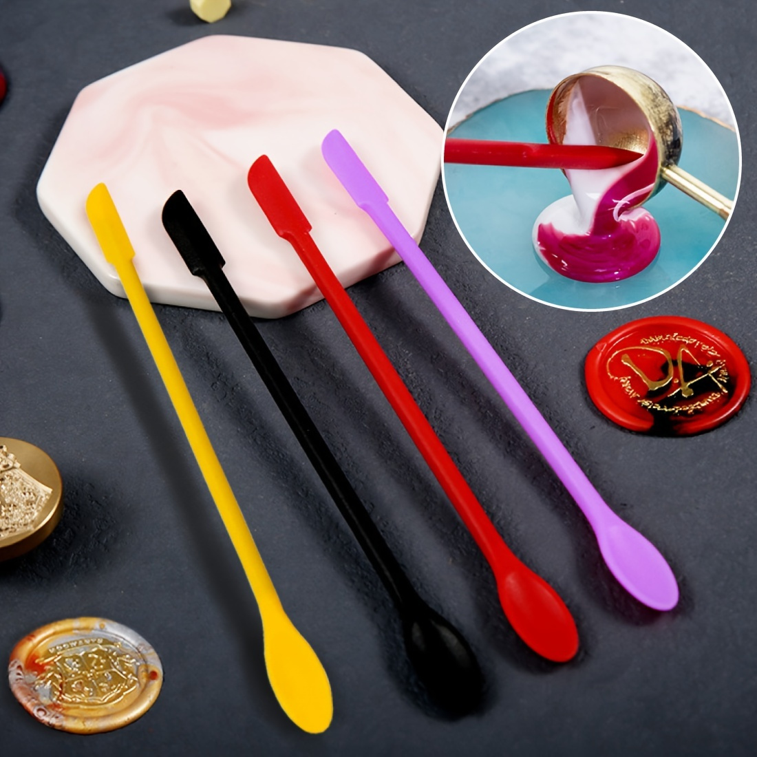 TEMU 4 pezzi Spatola per cera sigillante in silicone a estremit�, casuale, strumento multifunzionale, per sigillante, raschietto in silicone