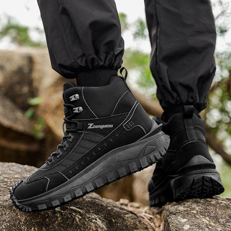 Autumn New High-Top Large-Size Hiking Boots, Comfortable Thick-Soled Lightweight Casual Walking Shoes, Suitable for All-Season Daily Outdoor Sports, Walking, Travel, Hiking, and Camping Gear