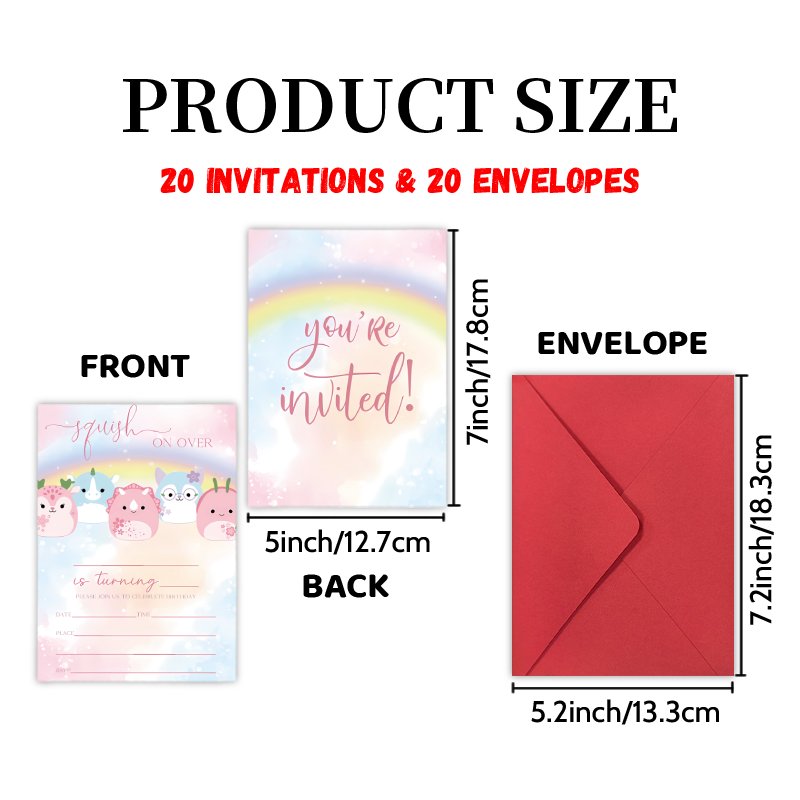 TEMU Upgraded Thick Paper, High-quality Printing. Invitation Letters With 20 Cards And 20 Envelopes, Featuring Cute Animals For Milestone Birthday