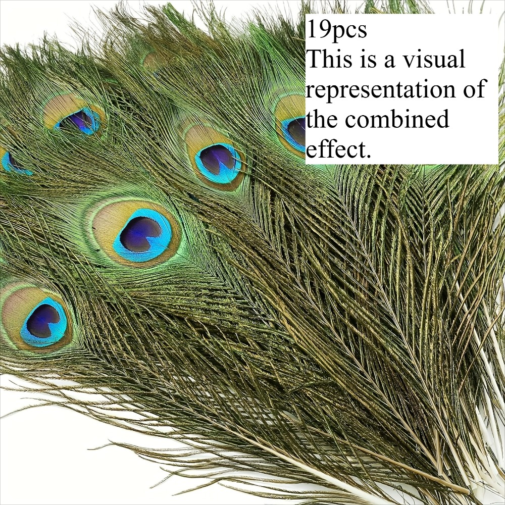 TEMU 19pcs Artificial Decorations With Realistic Feathers - Suitable For Wedding, Christmas, Party Decor, Craft Vase Fillers, Durable Plastic Peacock