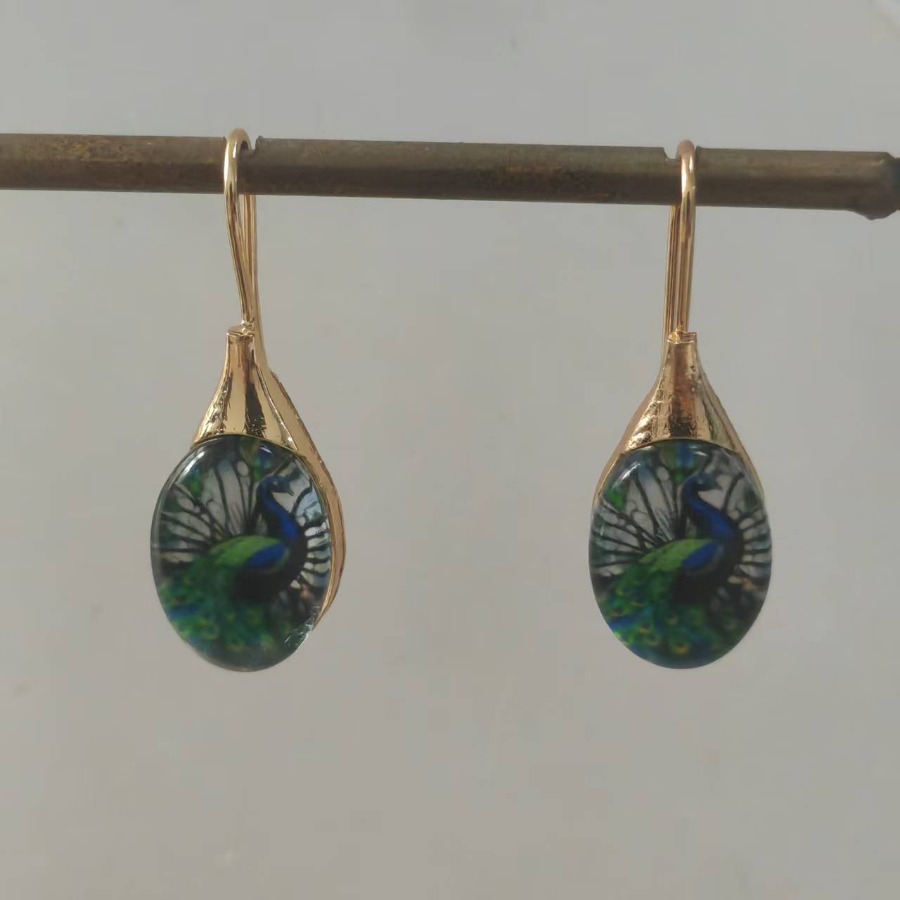 TEMU 2 de Aretes de Real, Aretes de Pluma, Aretes de Animales, Aretes de , Aretes Ovalados, Aretes de Vidrio , Accesorios de Joyería, Joyería Única,