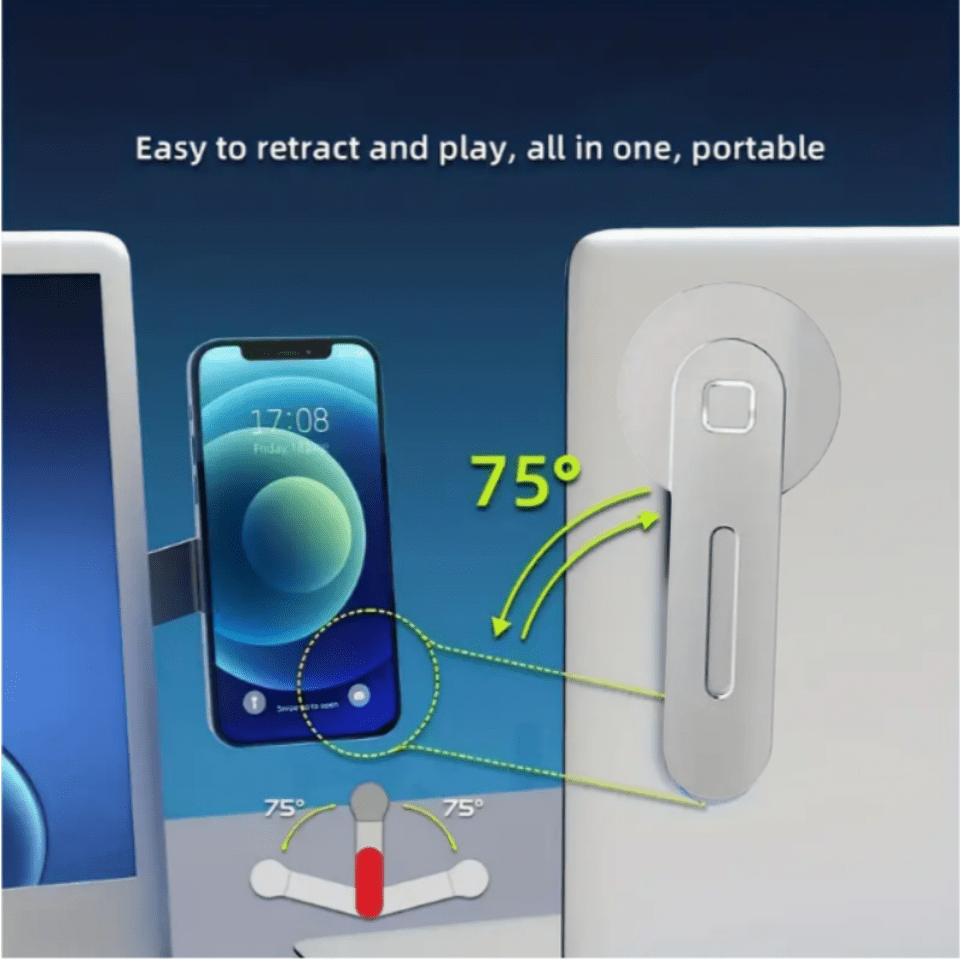 A Lightweight And Portable Magnetic Phone Stand, Compatible with All Phone Models, Rotatable, Waterproof And Rustproof, Adjustable Side Mount for Monitors, Designed for Laptop Expansion.
