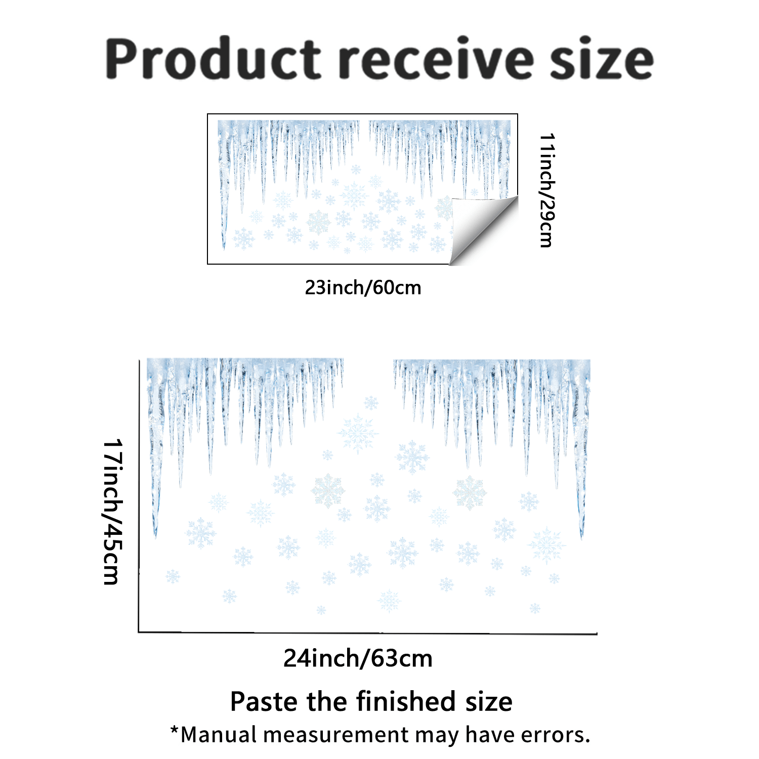 TEMU 1pc Christmas Icicle Snowflake Static Window Cling, Realistic Ice Hang Ice Pillar Window Flower, Creative Winter Christmas Atmosphere Decor