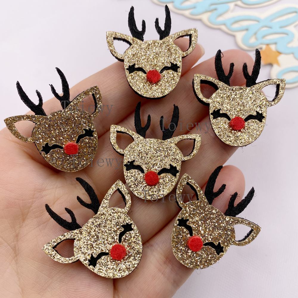 TEMU 6 pièces Patchs en Feutre Pailletés Colorés Appliqués Cartoon Doré Fournitures DIY Couture Accessoires Artisanat Nœuds