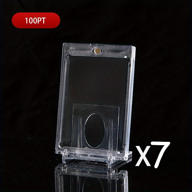 TEMU Pochette magnétique 100PT pour cartes, boîte d' transparente avec protection UV, taille universelle pour cartes à collectionner et de sport,