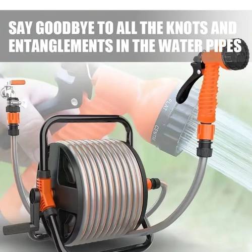 durable and long lasting garden hose reel with foldable handle no tool installation space compatible with standard faucets ideal for yard or garage cleaning