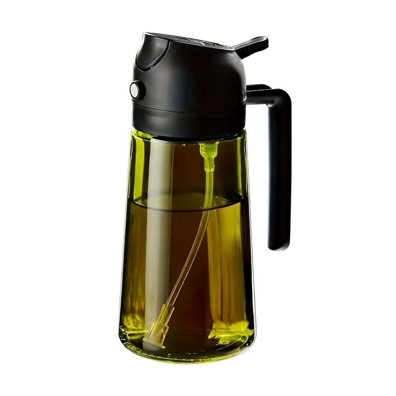 TEMU Kitchen Glass Seasoning Bottle, A -one Oil Bottle And Cooking Sprayer, 16oz Premium Dark Green Glass Oil Bottle, Cooking Sprayer, Kitchen Oil