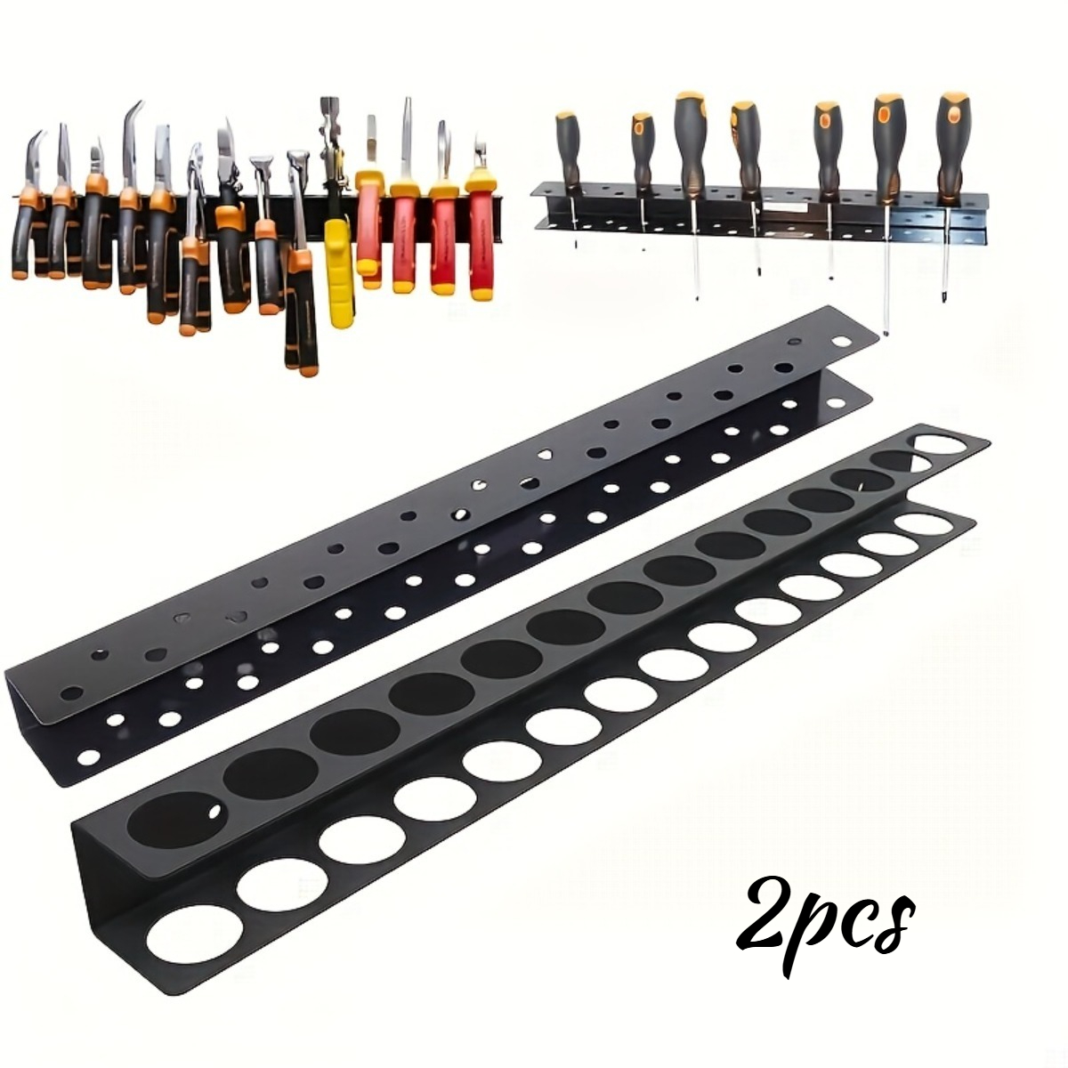 TEMU 2er-Set Heavy-DDY Wandmontiertes Werkzeugregal mit doppelseitig geformten & hängenden Ablagen – Platzsparender Garagen-Organizer geeignet für