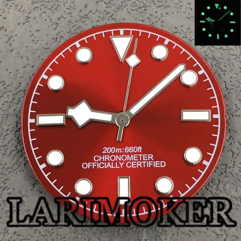 TEMU 29mm Red Dial Green Luminous Dial With Snowflake Movement