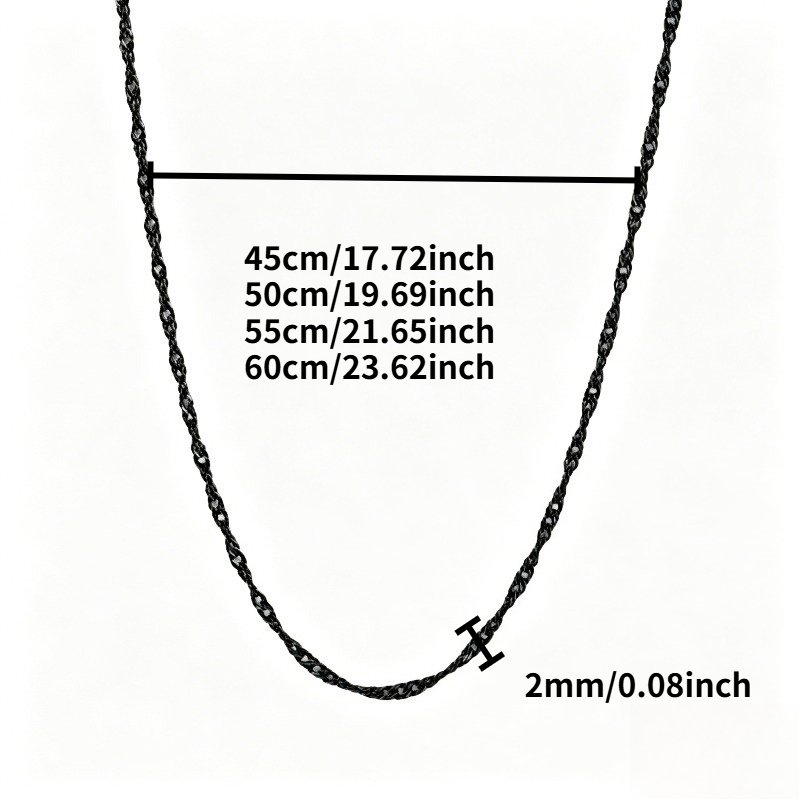 Trendy Black Twisted Rope Braid Chain Necklace