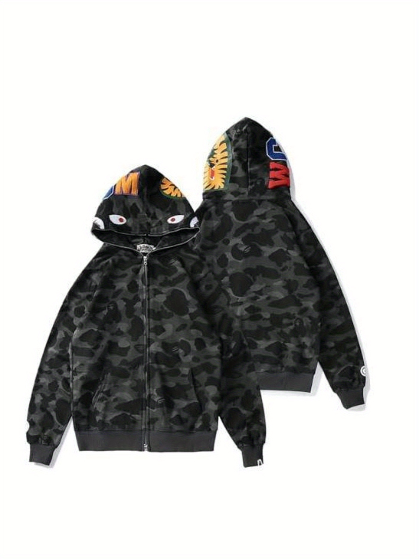   hoodie for teens adults camo full zip up hooded sweatshirt hip hop style 100 polyester loose fit geometric print lightweight stretchy hand wash or   unisex design