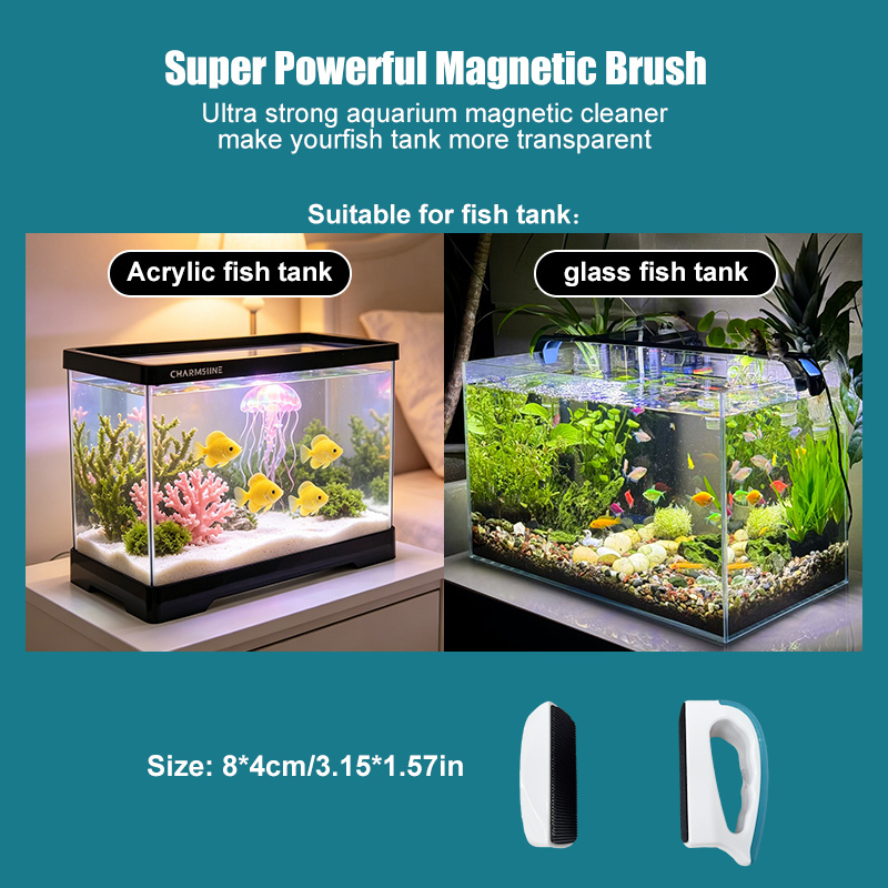 TEMU Aquarium Algae Brush, Fish Tank Algae Scraper, Small Design, Double-sided Cleaning, With Ergonomic Handle, Suitable For Fish Tanks Below