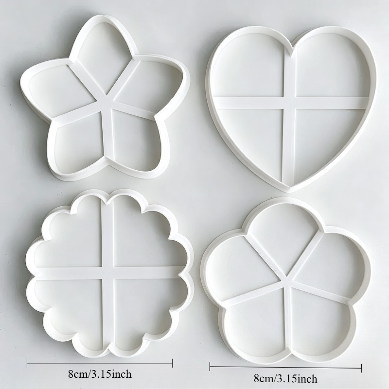 TEMU 4pcs Heart, Leaf, Sunflower And Other Polymer Clay Cutting Molds, Small Trinket Dish Cutting Molds, Shaped Clay Coaster Molds, Diy Tray Molds,