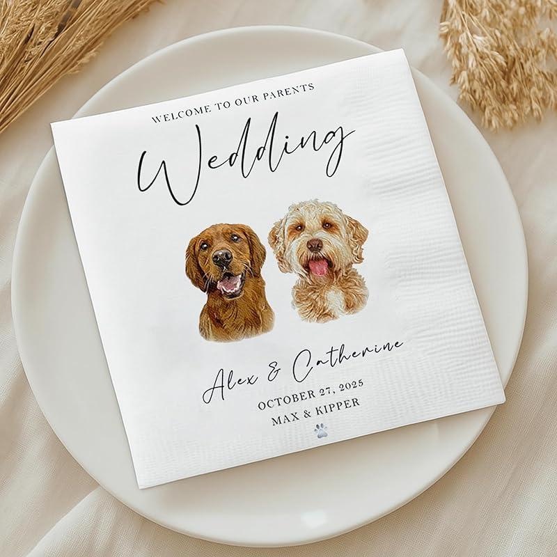 TEMU Serviettes personnalisées avec photo de compagnie, adaptées aux mariages et réceptions cocktail, un cadeau idéal pour la mariée, parfaites pour