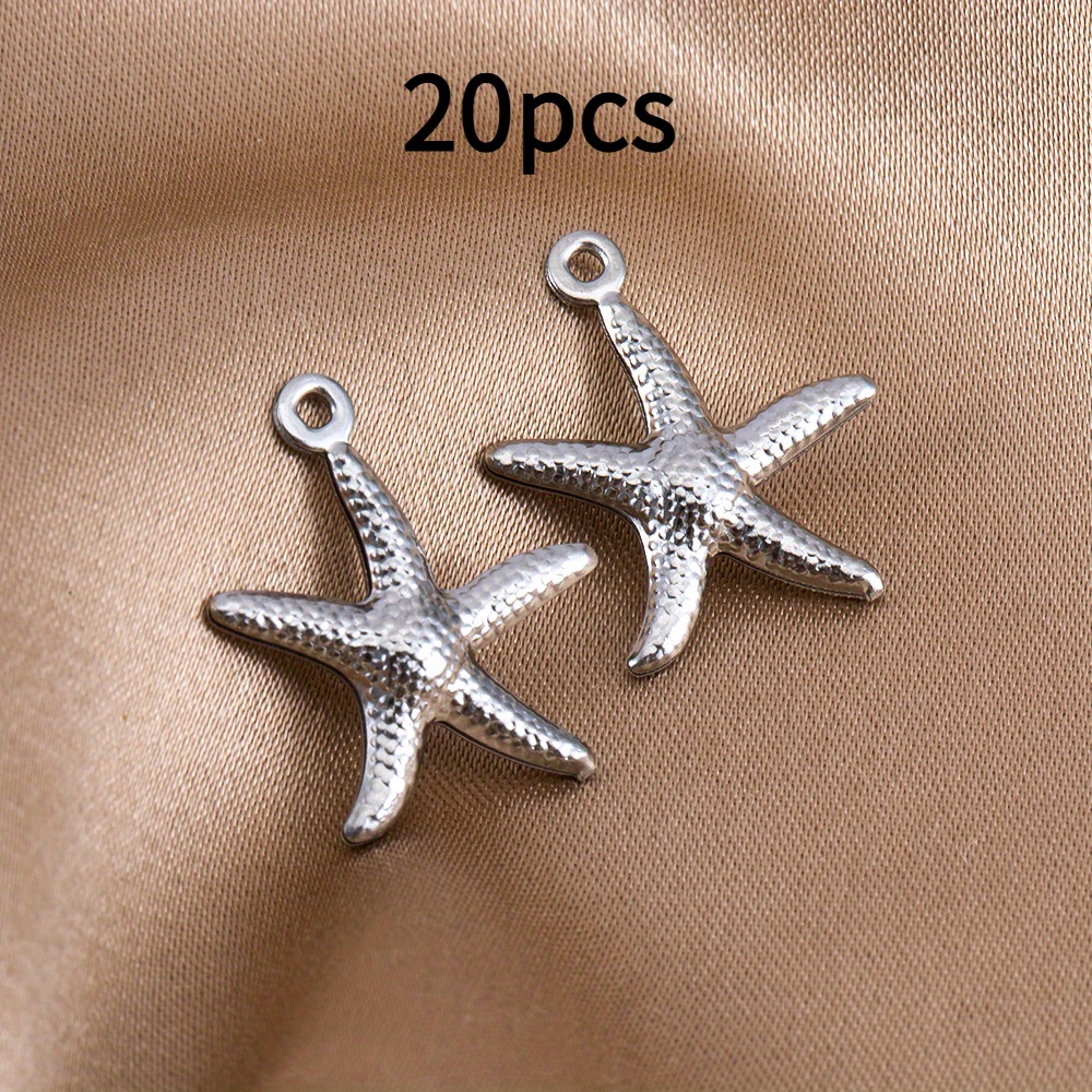 20pcs Ornament Pendant Stainless Steel Material 1.5x1.8cm Starfish Modeling Small Pendant For Fashion Bracelet/necklace/earring Pendant