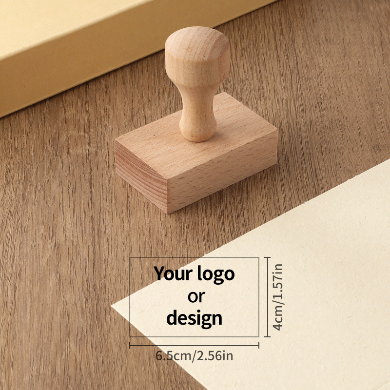 TEMU Customized Logo Stamps - Packaging Box Stamps, Personalized Logos And Designs, Multiple Sizes, Light Brown Wood, Rectangular Shape, Suitable For